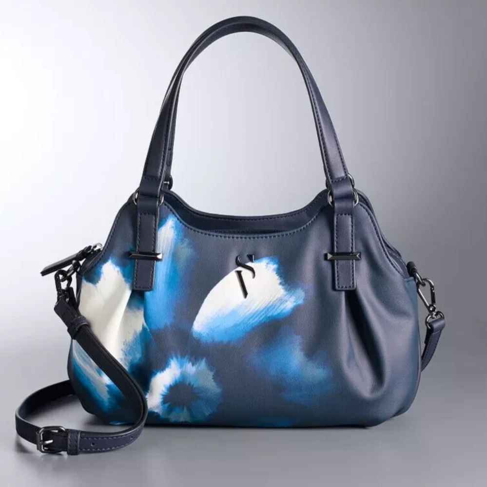 NWT SVVW Navy Surreal Bloom Buena Satchelxbody Firm Price and wallet